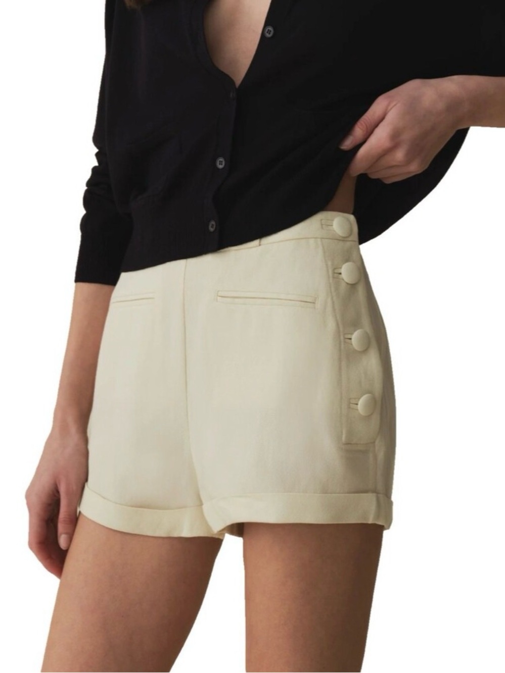 Doen Cream High-Waist Button-Front Women's Shorts
